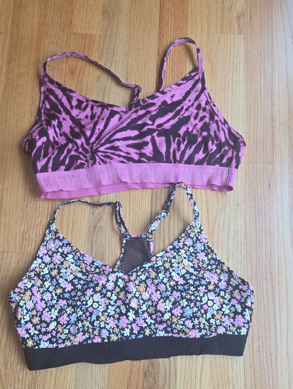 PINK Victoria's Secret Floral & Tie-Dye Bralette Duo - Pink/Black
